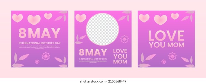 Mother's day celebration banner suitable for social media posts 3d with space for the image
