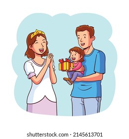 
Mother's Day celebration by father and daughter. They are a happy little family.