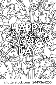 Mothers day celebration card coloring page for children line art