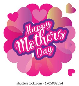 Mother's day celebration card design. Flowers and heart background template.