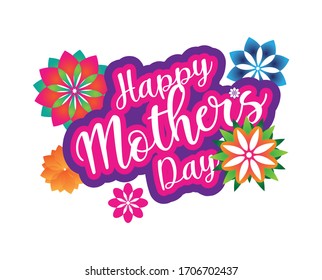 Mother's day celebration card design. Flowers background template.