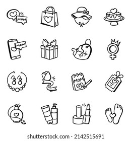 Mothers Day Celebration Doodle Icons Pack 

