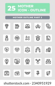 Mother's Day Celebration Holiday Outline Style Icon Design