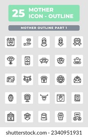 Mother's Day Celebration Holiday Outline Style Icon Design