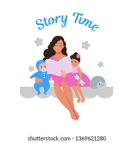 Mother's Day celebration illustration. Mother holding baby on hands. Parent hugging child. Family love. Positive, inspirational vector illustration.