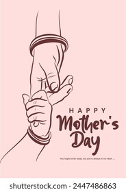Mothers Day celebration. Mother and child hand by hand. Vector illustration.