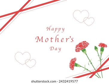 Mother's Day Celebration Template, Simple Frame with Carnation and Heart, Card Frame