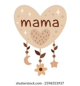 Mothers day clipart. Cute festive object in cartoon flat style. Hand drawn vector illustration.	
