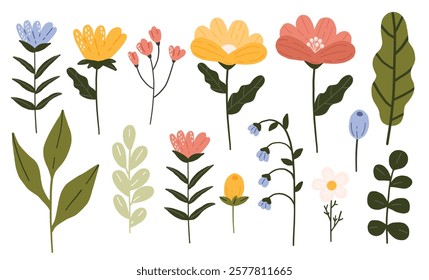 Mother's day clipart, spring cute flowers collection, abstract floral vector set