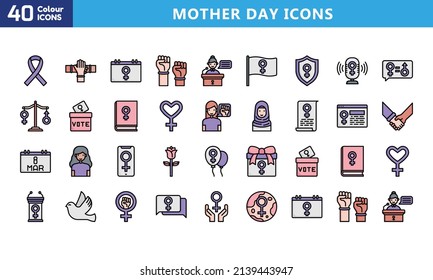 Mother's Day. Collection of perfectly icons for web design, app. The kit of signs for category Holidays.