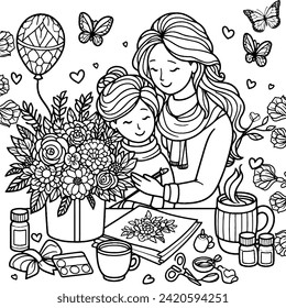 Mothers day coloring extravaganza featuring blooms and butterflies