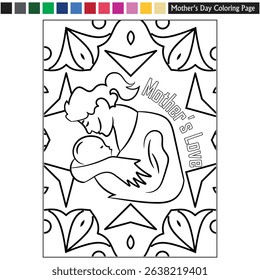 Mother's day coloring page drawing for kids and adults mother's day illustration