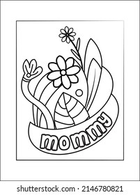 Mother's Day coloring page for kids vector collection, Coloring book. Children's drawing, Greeting cards for Mother's Day