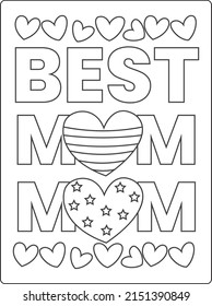 Mothers day coloring pages for children with cute mom son holiday black and white activity worksheet