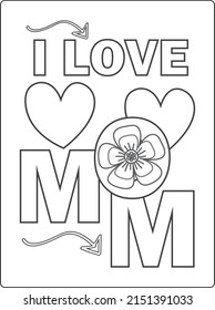 Mothers Day Coloring Pages Children Cute Stock Vector (Royalty Free ...