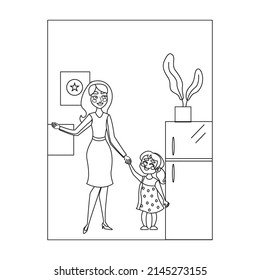 Mothers Day Coloring Pages, Happy Mother's Day Coloring Page Outline Vector Graphic