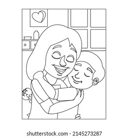 Mothers Day Coloring Pages, Happy Mother's Day Coloring Page Outline Vector Graphic