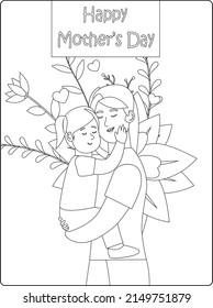 Mothers Day Coloring Pages Mom Daughter Stock Vector (Royalty Free ...