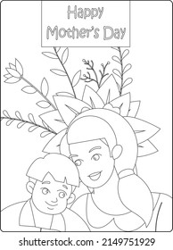 Mothers Day Coloring Pages Mom Daughter Stock Vector (Royalty Free ...