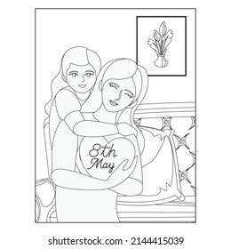 Mothers Day Coloring Pages. vector illustration.