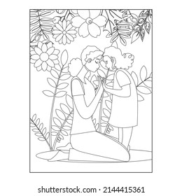 Mothers Day Coloring Pages. vector illustration.