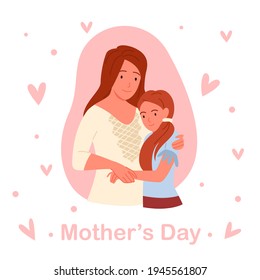 Mothers day concept, cute family people love and hug, young happy mother and daughter