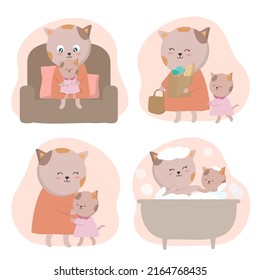 Mother's Day concept expresses the love and bond between mother and child. It is important for every country in the world. Vector element for greeting card and artwork design 