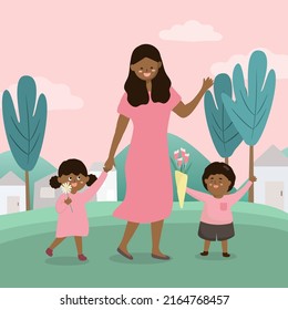 Mother's Day concept expresses the love and bond between mother and child. It is important for every country in the world. Vector element for greeting card and artwork design 