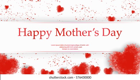 Mothers day concept Hand-drawn motivation poster with red painted watercolor heart. design  template for  greeting card, invitation, banner.  vector illustration.