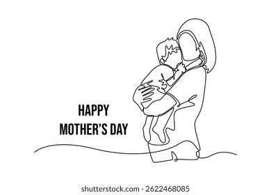 
Mothers day concept. Single line draw design. Vector graphic illustration