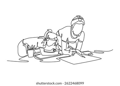 
Mothers day concept. Single line draw design. Vector graphic illustration