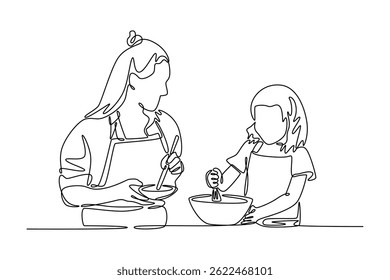 
Mothers day concept. Single line draw design. Vector graphic illustration