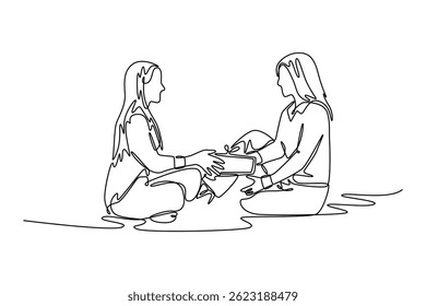 Mothers day concept. Single line draw design. Vector graphic illustration