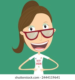 Mother's Day concept t-shirt gift. Happy woman. Vector Illustration.