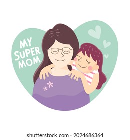 Mother's Day concepts: Mom and daughter relaxing inside heart frame