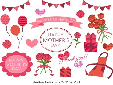 Mother's Day cute illustration material set