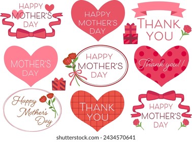 Mother's Day cute illustration material set