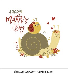 mothers day,  cute snail and daughter