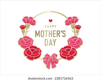 Mother's day design with beautiful carnation flowers and ribbon