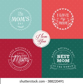 Mother's Day Design Elements for Greeting Cards in Vintage Style