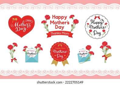 Mother's Day design elements that used carnations and ribbon, lace and so on.