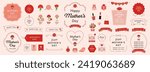 Mother's Day Design Ideas with Text frames, Borders, and Other Decorations, English ver. Open path available. Editable.