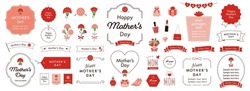 Mother's Day Design Ideas With Text Frames, Borders, And Other Decorations On A White Background, English Ver. Open Path Available. Editable.
