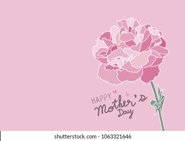 Mother's day design and pink carnation flower on pink background vector illustration