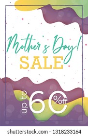 Mothers Day discount banner, colorful papercut template for business, creative background