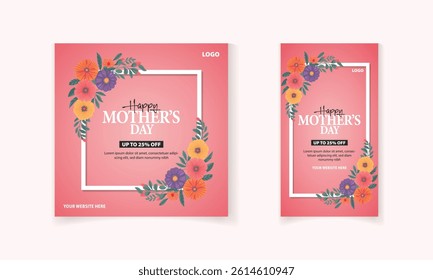 Mother's Day discount, promotional, marketing, social media post, story template design with flower