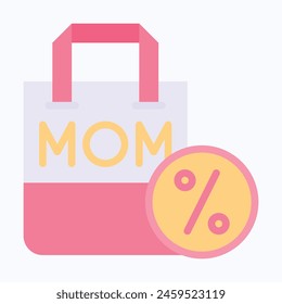 Mother's Day Discount Shopping Bag Vector Icon, Flat Style Isolated Vector Icon.