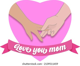 Mothers day drawing poster illustrator vector isolated on white background. Flower floral design female character. Greeting template art card flat design concept cute, young beautiful nature. 