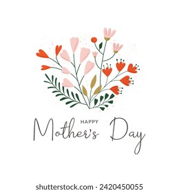 Mother's Day. Editable vector template for greeting card, poster, banner, invitation, social media post. Flat vector illustration