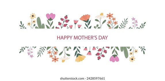 Mother's Day. Editable vector template for greeting card, poster, banner, invitation, social media post. Flat vector illustration